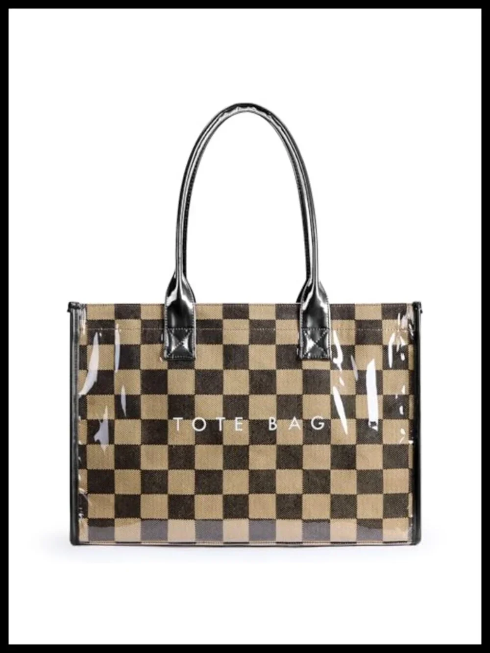 PVC Tote Bag Women's Kraft Paper Work Handbag Purses with Top Handle